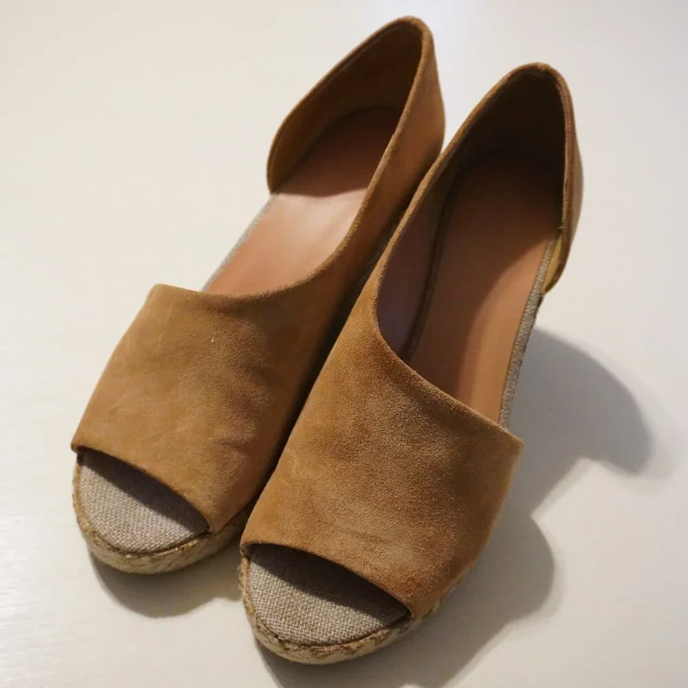 Vince Sonora‎ Tan Suede Esparille Slip on Wedge
